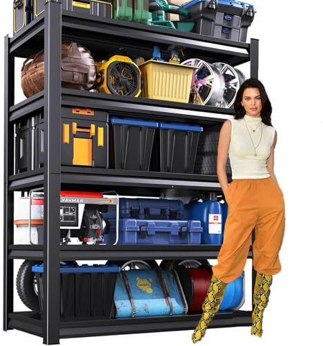 Yadlan éTagèRes pour Charges Lourdes, Enfichables, pour Cave. EntrepôT. 5 Tablettes RéGlables Colonnes IntéGréEs AméLioréEs, Roulement De Charge Stable 72''Hx36''Wx16''D
