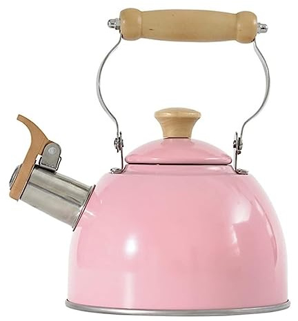Bouilloire sifflante en acier inoxydable 304 avec poignée en bois - Design rétro pour cuisinière à gaz - Théière de cuisine parfaite et ustensiles de cuisine élégants
