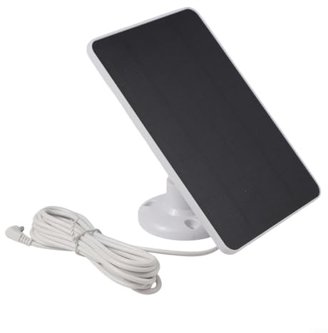 Eawfgtuw Cargador de panel solar de 4 W con cable de 3 m para cámaras de seguridad, fuente de alimentación monocristalina impermeable para exteriores para hogar continuo (blanco)