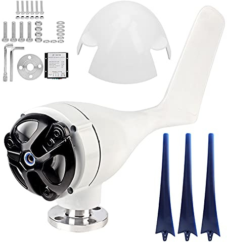 XZXCVN Aerogenerador de Viento 300W, Kit Molino Eólico de 3 Aspas, 48V, Negro - Alta Resistencia Térmica, Controlador Eficiente, Ideal para Barcos y Casas Móviles (Azul)