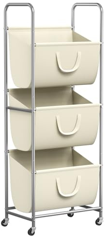 ELYKEN 120L Vertical Rolling Laundry Hamper with Removable Bags, 3 Section Laundry Baskets with Wheels, Space-Saving 3 Tier Laundry Sorter for Small Spaces, Dorm, Bedroom, Bathroom, Laundry Room