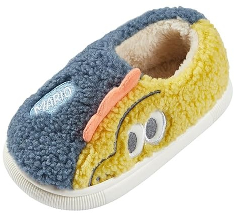 SMajong Inverno Pantofole Bambino Ciabatte Dinosauro per Ragazze e Ragazzo Pantofole 27-28EU Blu Giallo (Suola taglia 190)