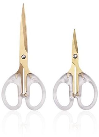 LBAAUX 2 Pairs Of Golden Thickened Scissors, Acrylic Hand Scissors, Cutting Scissors, Home Office Scissors, Fabric Paper Scissors (Large, Small).