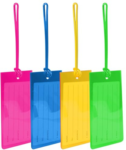 Etichette per bagagli, 4 etichette per bagagli, set di etichette identificative per valigie, etichette per borse, accessori da viaggio per bagagli registrati, bagaglio a mano e zaini