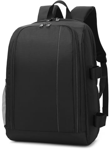 Kommodum - Zaino Fotografico Professionale per Reflex, 45x30x20cm, Borsa Fotografica Imbottita Impermeabile Grande per Fotocamera 3-4 Obiettivi, Laptop fino 15.6 (Nero-grigio)