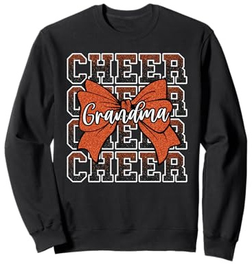 Cheer Grandma Bow Sport Cheerleader Cheerleading Orange Sweatshirt