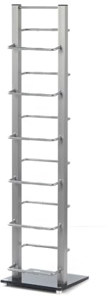 DESIGN DELIGHTS CD STÄNDER Rack CD Regal Lounge Tower 92cm(H) aus Metall und Glas Aufbewahrung für ca 85 CDs