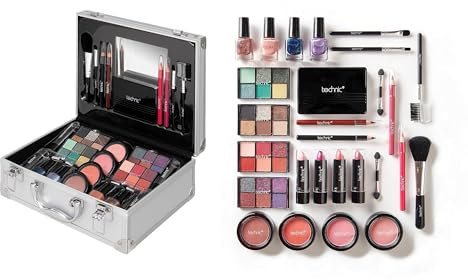 Technic 28 Pcs Professional Carry & Storage Train Case Including Beauty Makeup Cosmetics & Tools