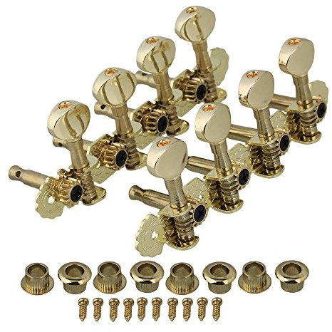 BQLZR Gold Mandolin Machine Heads Tuning Pegs Metal Button Set
