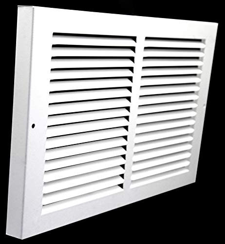 12 X 12 Baseboard Return Air Grille - HVAC Vent Duct Cover - 7/8 Margin Turnback for Flush Fit with Baseboard Work - White