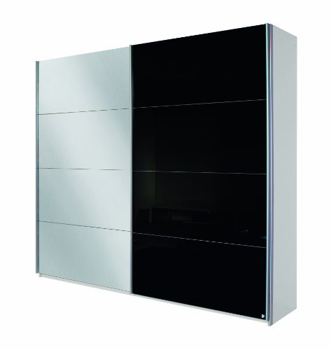 Rauch Möbel QUADRA, Schwebetürenschrank, Weiß/Glas schwarz, Breite 226 cm