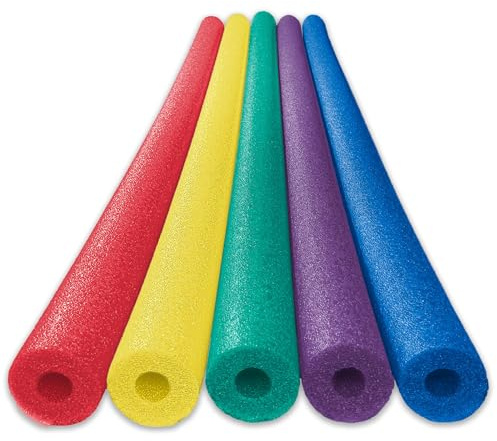 Oodles of Noodles Deluxe Rainbow Pool Noodles Foam - Pack of 5-48 inch x 2.5 inch Multi-Purpose Foam Tubes, Pool Noodles Bulk Floats for Pool, Exercise, Crafts, Padding, Insulation & More