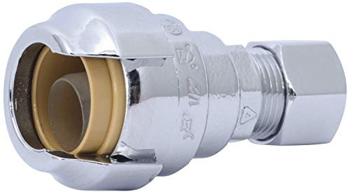 SharkBite 1/2 Inch (3/8 Inch OD) Barb Compression Adapter, Push To Connect Brass Plumbing Fitting, PEX Pipe, Copper, CPVC, PE-RT, HDPE, U637LFA