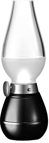 Platinet PDLZ2B Moderne kabellose und energiesparende LED-Lampe im Petroleumlampen-Stil wird durch Blasen ein- und ausgeschaltet schwarz