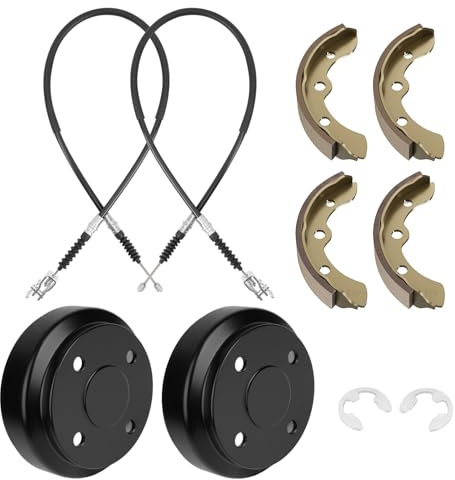 CLUBRALLY Club Car DS Deluxe Brake Golf Cart Maintenance Kit 2000 up -Contain Brake Drum/Hub,Brake Cables & Brake Shoes