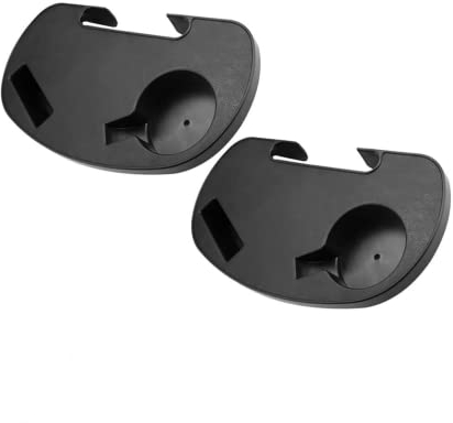 GOLRISEN 2 Pcs Porte Gobelet avec Plateau de Téléphone Porte Gobelet Fauteuil en Plastique Table d'Appoint à Clip Porte Gobelet Chaise Longue Noir pour Chaise Longue Chaise de Camping Fauteuil-30*17cm