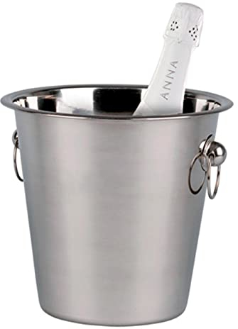 Tradineur - Cubitera champán con asas acero inoxidable 21.5 x 20.7 cm, champanera, cubo metálico para hielo, mantener bebidas frías, acabado mate