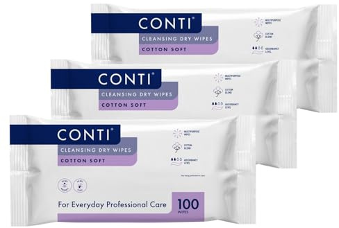Conti So Soft Large Patient Cleansing Dry Wipes (3 Packs of 100 Dry Wipes)