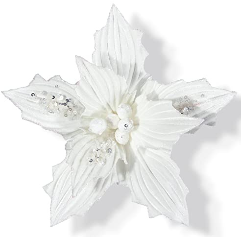 KI Store 22.5 cm große Weihnachtssterne 6 Stück künstliche Blumen samt für Kränze Dekorationen für Weihnachtsbäume