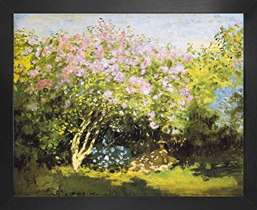1art1 Claude Monet Poster Kunstdruck Bild und MDF-Rahmen - Blühender Flieder In Der Sonne, 1873 (50 x 40cm)