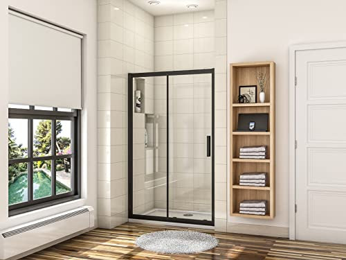 Biubiubath 1100mm Black New Frame Sliding Shower Door Enclosure Easyclean Glass Screen Cubicle1950