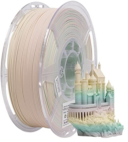 eSUN Matte Regenbogen PLA Filament 1.75mm, Matte Mehrfarbig 3D Drucker Filament, 1kg Spule (2.2 LBS) Farbverlauf änderndes Mehrfarbig Filament für 3D Drucker, Matte Regenbogen Mehrfarbig