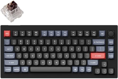 KEYCHRON V1 QMK Custom Mechanical Keyboard Carbon Black Keychron K Pro Brown Fully Assembled Knob