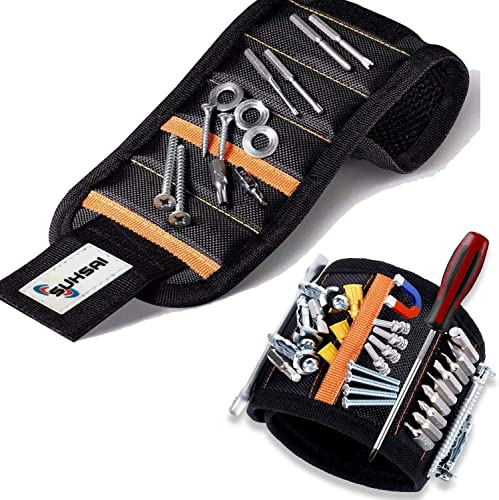 Magnetic Wristband with 15 Powerful Magnets, DIY Tools Belt Holding Screws, Nails, Drill Bits, Gadget DIY Handyman Electrician, Gift for Men, Valentines Gifts, Fathers Day Presents Birthday Gifts