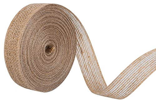 10m Hessian Ribbon for Gift Wrapping Crafting, 2cm Wide Burlap Jute for Christmas New Year Wedding Birthday Party Decorations