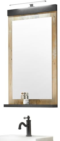 Furn.Design Badezimmer Spiegel in Used Wood hell und anthrazit Badspiegel mit Ablage 56 x 95 cm, Stove