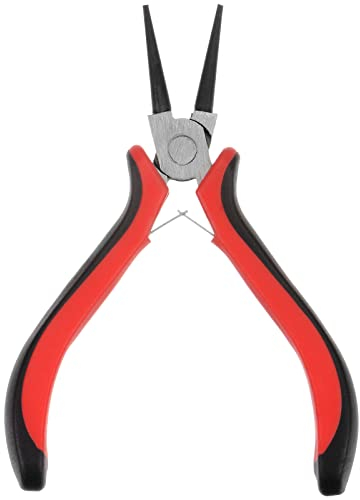 sourcing map Mini Rund Spitzzange 4.5 Konische Klaue Präzision Zange mit Plastik Griff für Basteln Handwerk Schmuck Herstellung