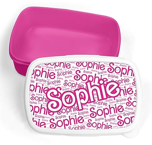 Print Maniacs Personalised Lunch Box Barbie Inspired Pink Doll for Girls and Women Lets go Party Merchandise Princess Dream Collection Theme Bride Lip Stick Birthday Diamonds