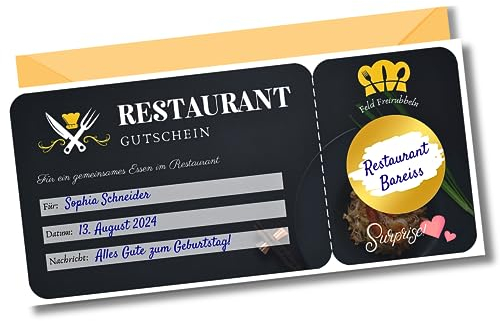 Gutschein Restaurant, Restaurantbesuch | Rubbelaufkleber zum selbstbeschriften | Gutscheinkarte essen gehen, Restauranteinladung | Personalisierte Rubbelkarte, Überraschungskarte (Restaurant)