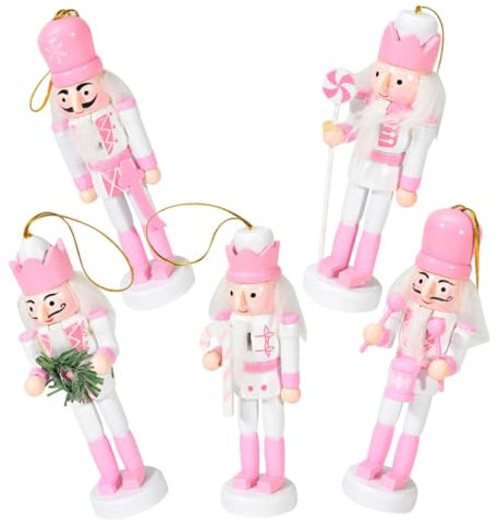 FUNOMOCYA 5 Piezas Colgante De Cascanueces De Madera Figura De Marioneta De Navidad Estatua del Soldado Cascanueces Figuras De Soldados De Navidad Muñeco Cascanueces De Pequeña Juguete