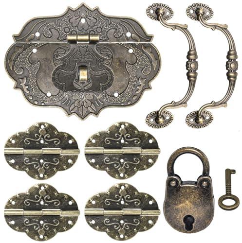 Aifeier ET Vintage-Tragegriff-Scharnier-Set mit Schrauben, dekorative Beschläge, Möbelzubehör für DIY-Schmuckkästchen, Dekoration