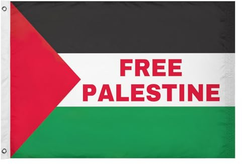 Bandiera della Palestina, 6 x 90 cm, bandiera decorativa su entrambi i lati, con occhielli in ottone, per interni ed esterni