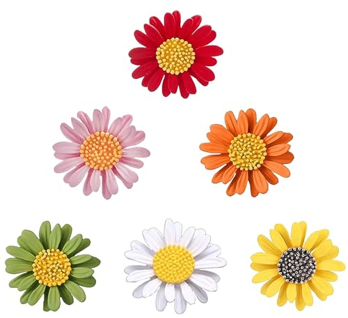 6 Stück Daisy Blume Brosche, Gänseblümchen Brosche Pin, Emaille Anstecknadel, Emaille Blumen Brosche, Für Partygeschenke, Geschenke Für Frauen Und Mädchen, Täglich