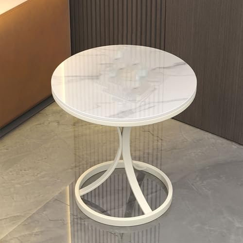 SFJATTA Schlichter und Moderner Mitteltisch, Weiße Couchtische für Wohnzimmer, Schlichter Moderner Cocktailtisch, Kleiner Beistelltisch für Kleine Räume, Schlafzimmer(Wit,50cm/19.7in)