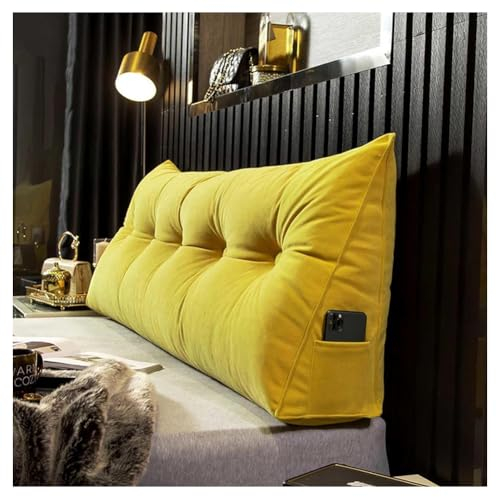 Mosnesrt Kissen Bett Rückenkissen, Waschbar Abnehmbar Kopfteil Lesekissen Lendenkissen, Sitzkissen, Wandkissen mit Seitentasche, Ideal zum Lesen, Fernsehen,Dark Gray,200x50x20CM