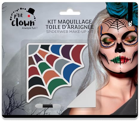 Kit de Maquillage de Vampire - Gris - Halloween Make-up Set - Erwachsene - Make-up - Gesichtsbemalung - Abwaschbar - Ungiftig - Verkleidung - Cosplay (Spinnennetz)