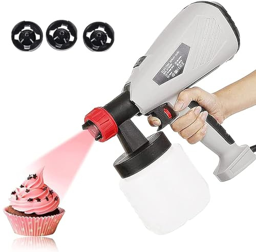 CHANGLKJ Electric Cake Paint Sprayer, 500W Dessert Chocolate Spray Gun with 1.3mm+1.8mm+2.6mm Nozzles, 3 Spray Shapes Adjustable, Detachable and Easy to Clean, for Mousse Cake, Dessert Decoration
