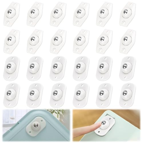 SIWOKJJO 24 Stück Kugelrollen für Möbel, möbelrollen klein, Möbelrollen Flach Selbstklebend, Universal 360 Moving Wheels, möbelrollen für Mülleimer, Lagerboxen, Kaffeemaschine