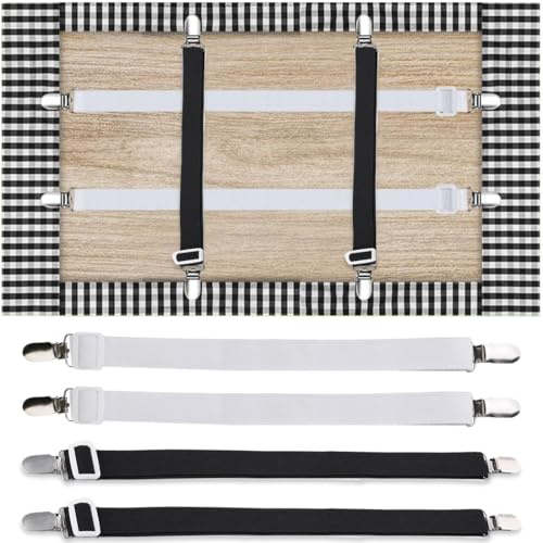 KOLZEMV Bettlakenklammern, 20–130 cm verstellbare Bettlakenspanner 4 Stück, bettlakenspanner, bettlaken spanner, Elastische Betttuchspanner für Bettwäsche,Bettlaken, Matratze, Bügelbrett oder Sofa