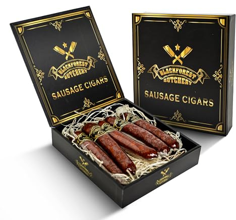 Blackforest Butchery - Wurst Sticks aus Edelsalami 5 Stk. – Geräucherte Salami-Sticks in schöner Geschenkbox – Würste einzeln verpackt – Hochwertige Salami Sticks - Verpackung mit Magnetverschluss