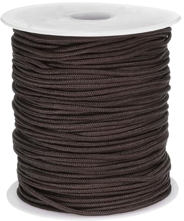 sourcing map Nylon String for Bracelets, 2mm 109 Yards Nylon Cord Satin String Beading Elastic String for Window Curtain Blind Bracelets Sewing Necklace Crafts, Brown