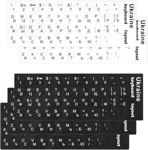 5 Stück Tastaturaufkleber ukrainisch, Universelle Tastatur Buchstaben Ersatzaufkleber, Tastaturaufkleber, Ersatz Aufkleber, für Computer, PC, Desktop, Laptop, 3 schwarz, 2 weiß