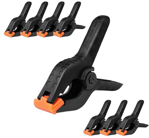 Morsetti a Molla,8 Pcs Morsetti a Molla in Nylon con Ganascia Mobile Morsetti a Molla ad Alta Forza di Bloccaggio Morsetto di Tensione per Sfondo Fotografico per Progetti Fai-da-te,Studi Fotografici