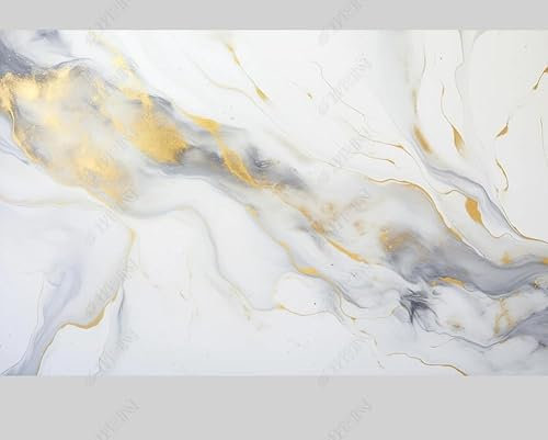 MZOwallpaper Papier Peint Intissé Marbrage Blanc Poster Tableaux Muraux Tapisserie Photo Trompe L'Oeil Salon Chambre Art Mural 400Cm(L) X280Cm(H)