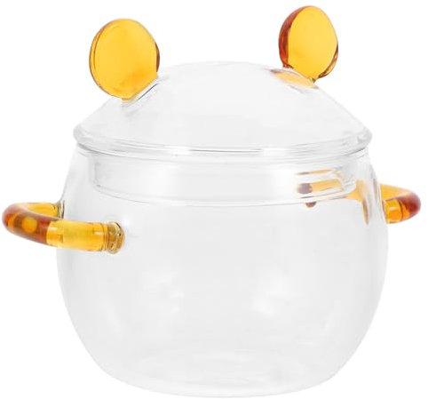 ABOOFAN Soup Pot Glass Cooking Pot Lid Heat Resistant Double Handle for Cooking Saucepan Noodles