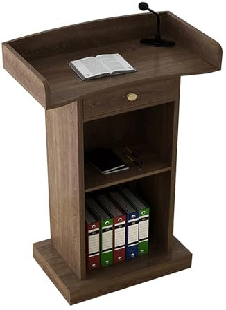 WOTZOV Rednerpult, einfache Rednerpulte, MDF, Laptop-Schreibtisch, modern, mit offenem Stauraum, Podien, geräumiger Schubladen-Podiumsständer, 60 x 42 x 120 cm, stehendes R,B 60x42x120cm